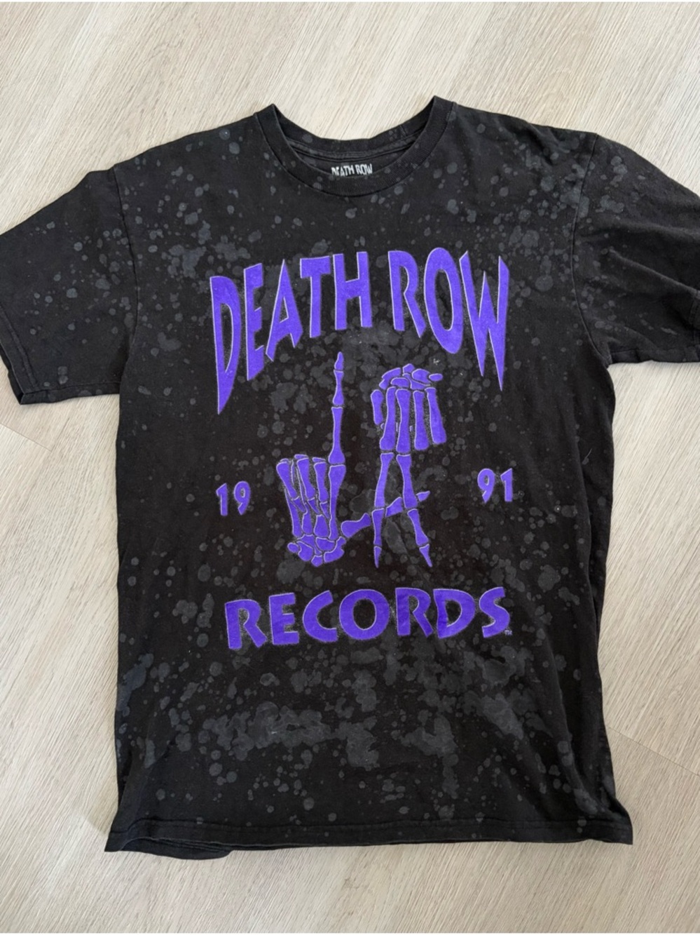 Death Row Records Black Graphic Tee with Purple Print